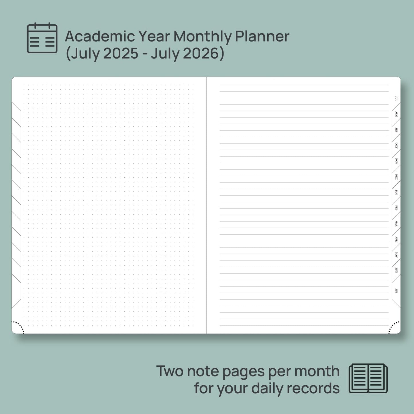 POPRUN Monthly Planner 2025-2026, 8.5'' x 11.25'', 13-Monthly Calendar (July 2025-July 2026) 15-Minute Hourly Appointment Book with Stair Tabs, Soft Cover, 100GSM Paper - Black