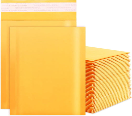 Kraft Bubble Mailers 6x10 Inch 50Pack Yellow Self-Seal Padded Envelopes Bubble Opaque Padded Mailers Shipping Bags for Small Businesses to Package and Mail Jewelry Cosmetics, Electronic Products