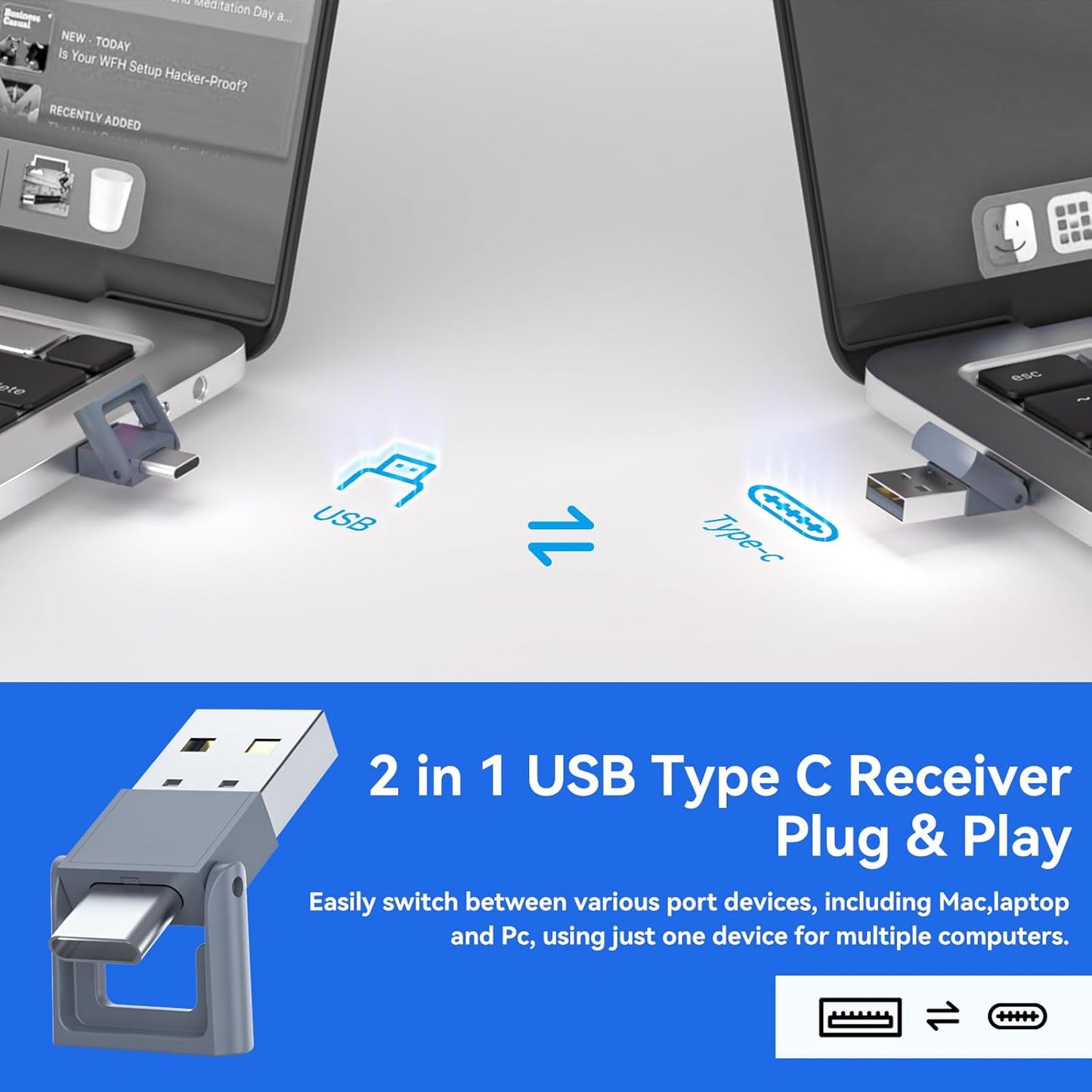 Metallic Presentation Clicker Presenter Remote - Rechargeable Wireless Presenter with Red Laser Pointer, 2-in-1 USB C Clicker for PowerPoint & Google Slides, Compatible with MacBook/Computer/Laptop