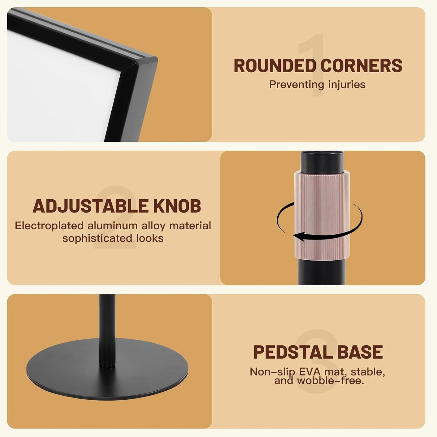 Sign Holder Stand 8.5x11 Inch - Flip Open Pedestal Floor Standing, Adjustable Versatile for Display, Easy Replacement for Events and Promotions