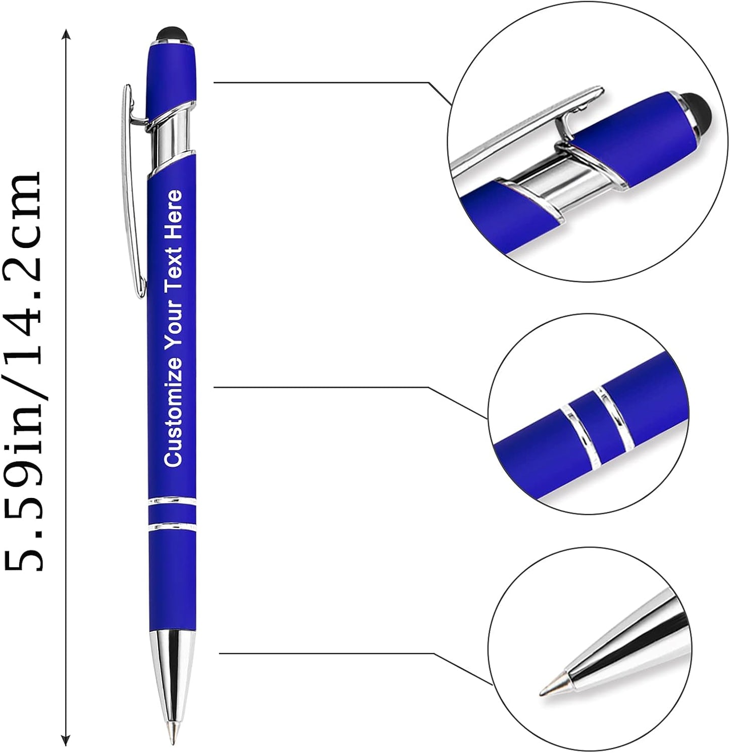 Max 500 Pcs Personalized Pens Bulk, Custom Pens with Free Engraving, Customized Stylus Tip Ballpoint Pen with Your Name Massage Text for School Office Business Graduation Anniversaries-30 Packs