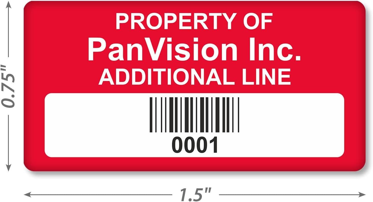 MyAssetTag Custom Asset Labels with Barcode - Property ID Labels | 0.75" x 1.5" 100% Aluminum Foil Tags with High-Bond Acrylic Adhesive, Pack of 100, Made in USA