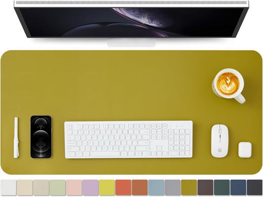 Leather Desk Mat - Non-Slip PU Pad for Home and Office - Ideal for Large Mouse Pad and Desk Mats (Olive Green, 36"x 17")