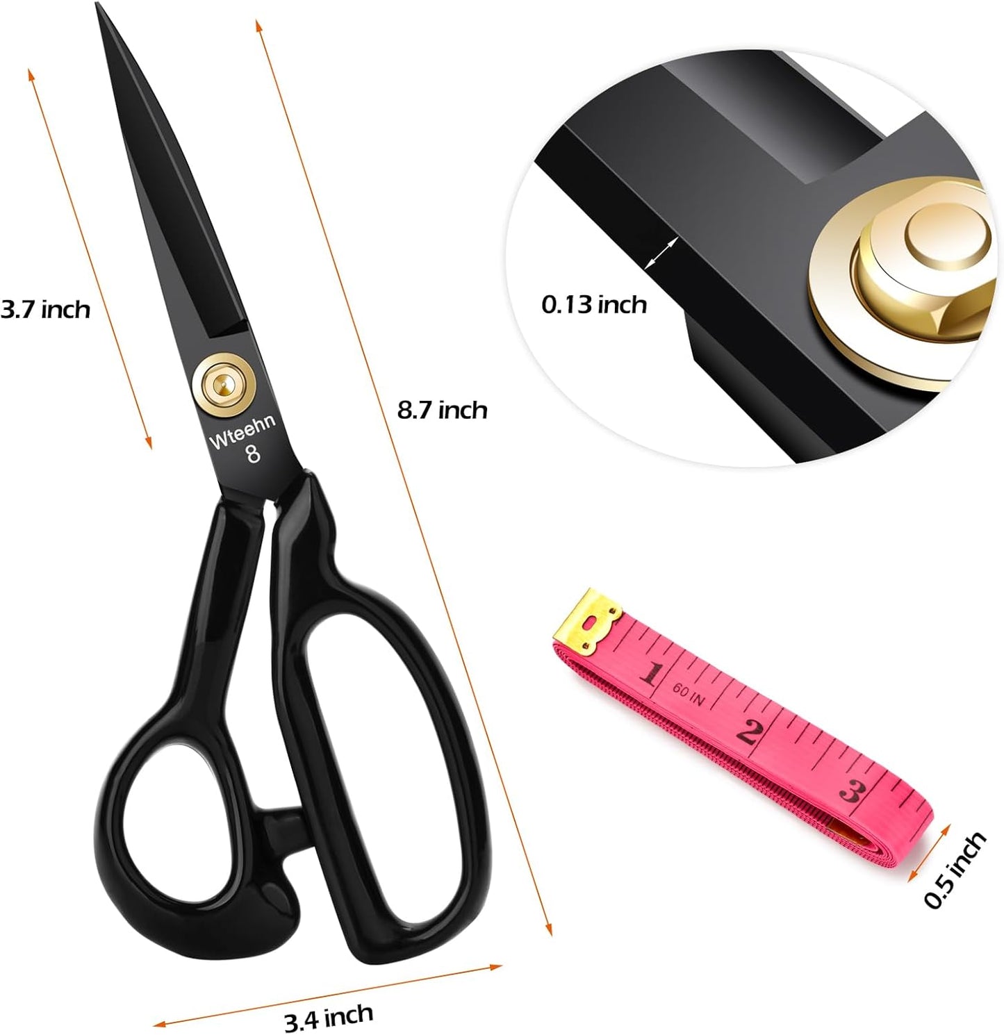 Fabric Scissors Professional, 8" Heavy Duty Sewing Scissor for Fabric Cutting, Tailor Sharp Sewing Shears for Cutting Leather craft Home Office Students Artists Dressmakers