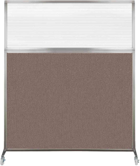 Versare Hush Screen Portable Room Divider with Wheels | Workstation Wall Divider | Freestanding Privacy Hush Panels | Clear Fluted Windows | Fabric Office Divider Screen | Great for Room Separation