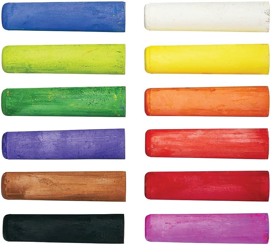 PRANG Freart Colored Paper Chalk, Large, Round Tapered Sticks, 1 x 4 Inches, 12 Sticks per Box, 12 Assorted Colors (15360)