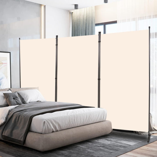 Room Divider 6FT Folding Privacy Screens, Partition Room Dividers w/Freestanding Design, Portable Wall Divider for Room Separtation, Fabric Screen Panel for Home Office Dorm (Beige, 3 Panel)