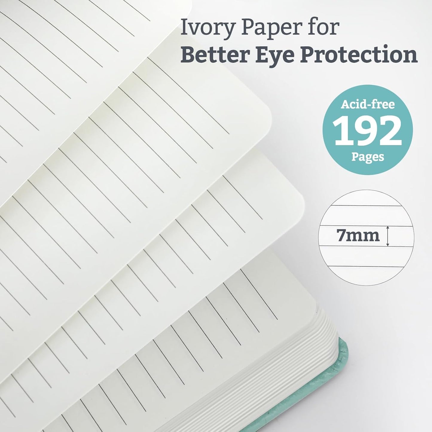 Hardcover Lined Bullet Dotted Journal Notebook, A5 140 192 Pages 100 120Gsm Paper College ruled for School,Work,Travel,and Daily Planning，5.7''*8.3'' (12, Light Green, A5 Lined)