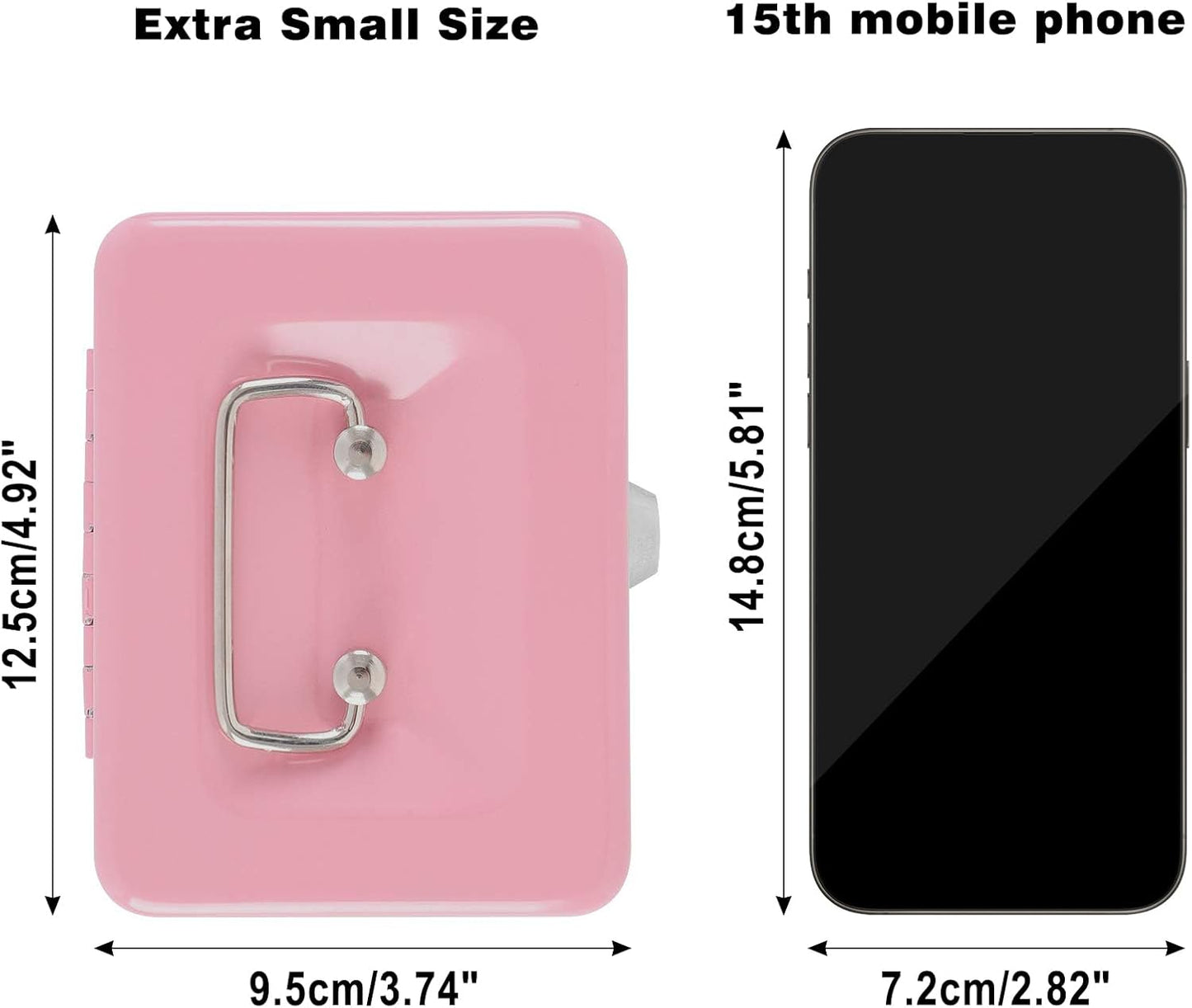 xydled Locking Steel Mini Cash Box with Removable Coin Tray and Key Lock for Kids, 4.92" x 3.74" x 2.36",Pink