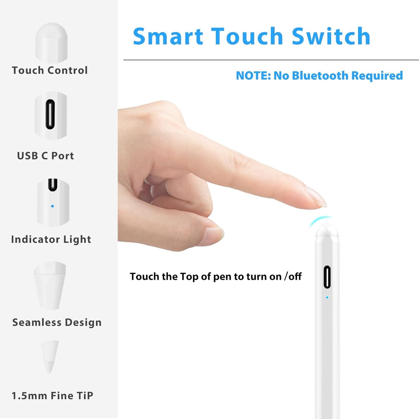 XIRON Stylus Pen for iPad with Palm Rejection, Compatible with (2018-2024) Apple iPad Pro M4 2024, iPad Air M2 2024, iPad Pro 11/12.9 inch, iPad 6-10th, iPad Air 5th/4th/3rd Gen, iPad Mini 5-6th Gen
