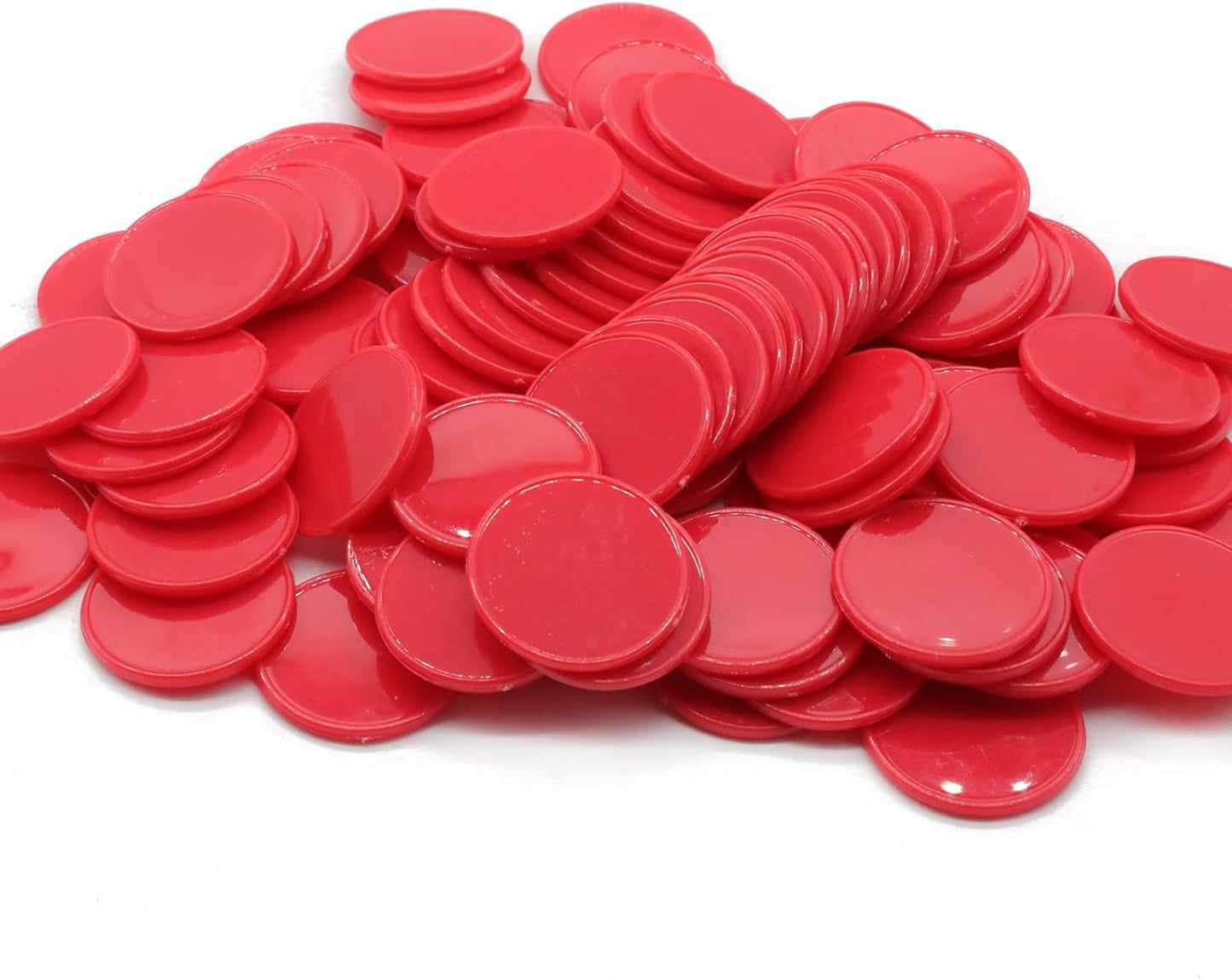Set of 100 Opaque Plastic Learning Counters Mini Poker Chips Game Tokens with Storage Box (Red, 1.26 Inch)