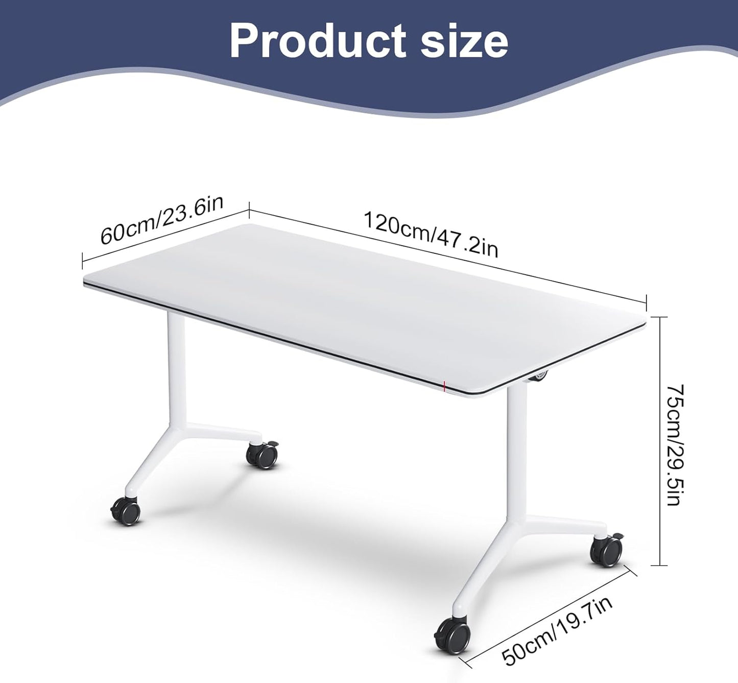 Conference Table,Folding Conference Room Tables Portable Rolling Conference Training Table with Silent Wheels,Mobile Meetings Flip Top Tables for Offices Classrooms Meeting Room (4Pack 47.2in)
