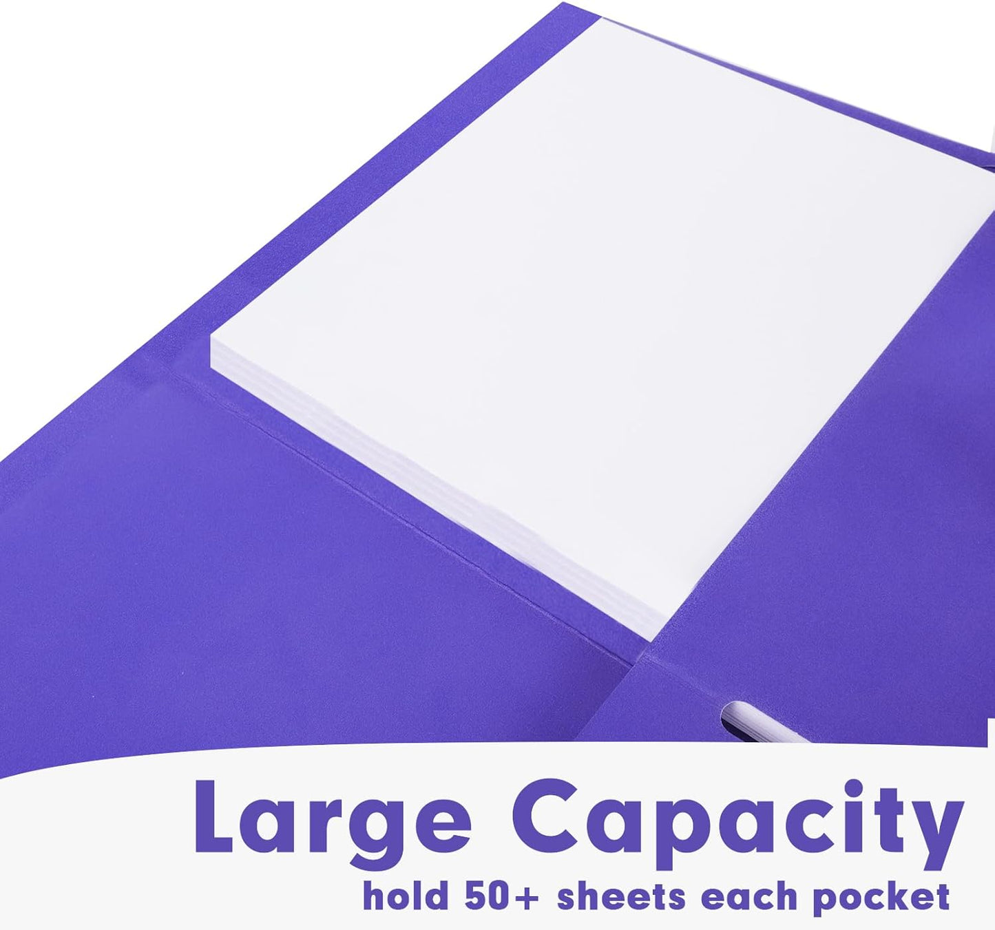 Two Pocket Folders, RAZCC 50 Pack 2 Pocket Folders Fit Letter Size Paper, Paper Folders with Pockets for School Office Business Home, Purple