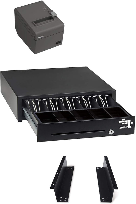 Hardware Bundle for Square - Cash Drawer, Mounting Brackets, Thermal Receipt Printer [Compatible with Square Stand and Square Register]