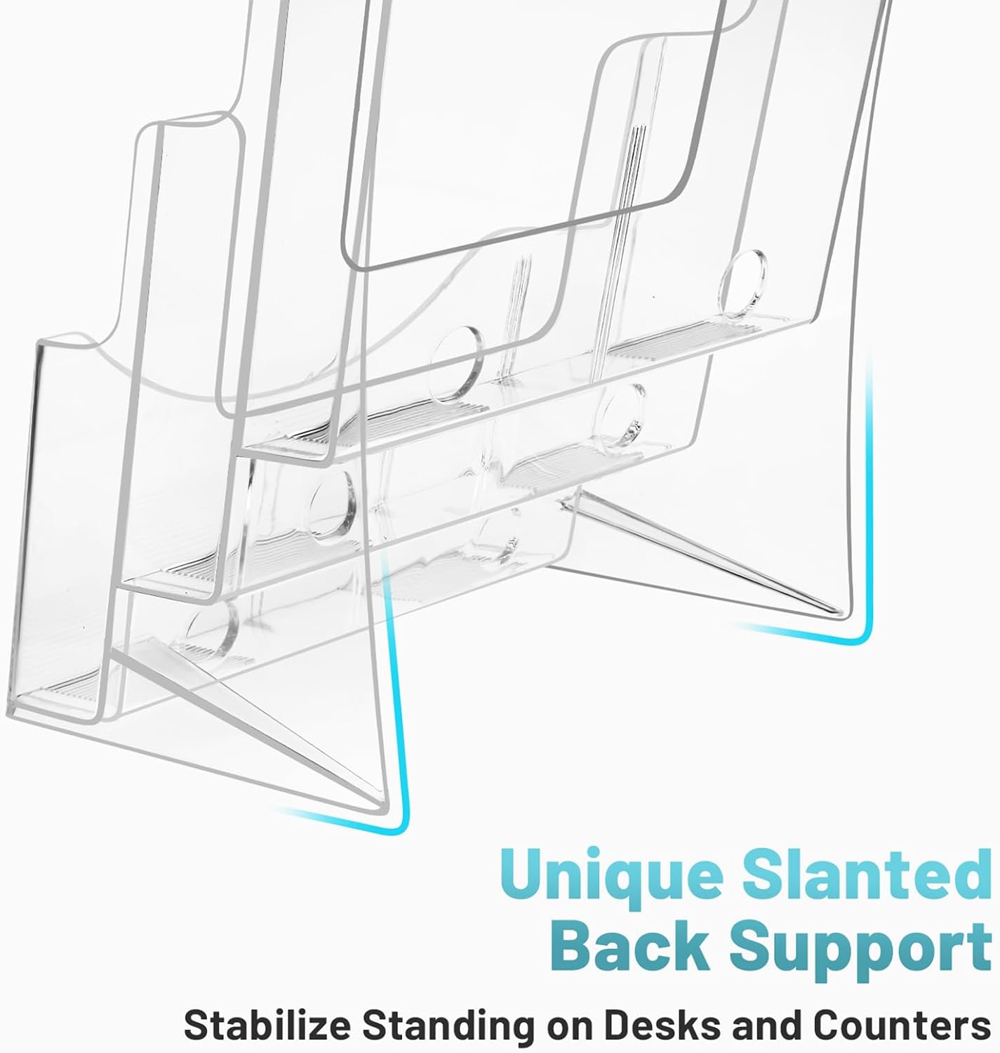 Acrylic Brochure Holder 8.5 x 11 inches, 3 Tier Clear Plastic Flyer Holder Display Stand, Wall Mount/Countertop Literature Organizer for Documents, Pamphlets, Booklets, and Menu