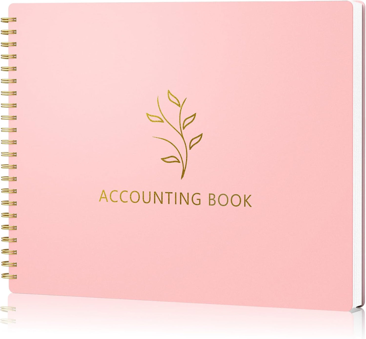 Accounting Ledger Book for Small Business Bookkeeping Personal Use, Horizontal Expense Tracker Notebook for Family Budget, Bookkeeping Record Book Money Expense Income Log Journal, Blush Pink