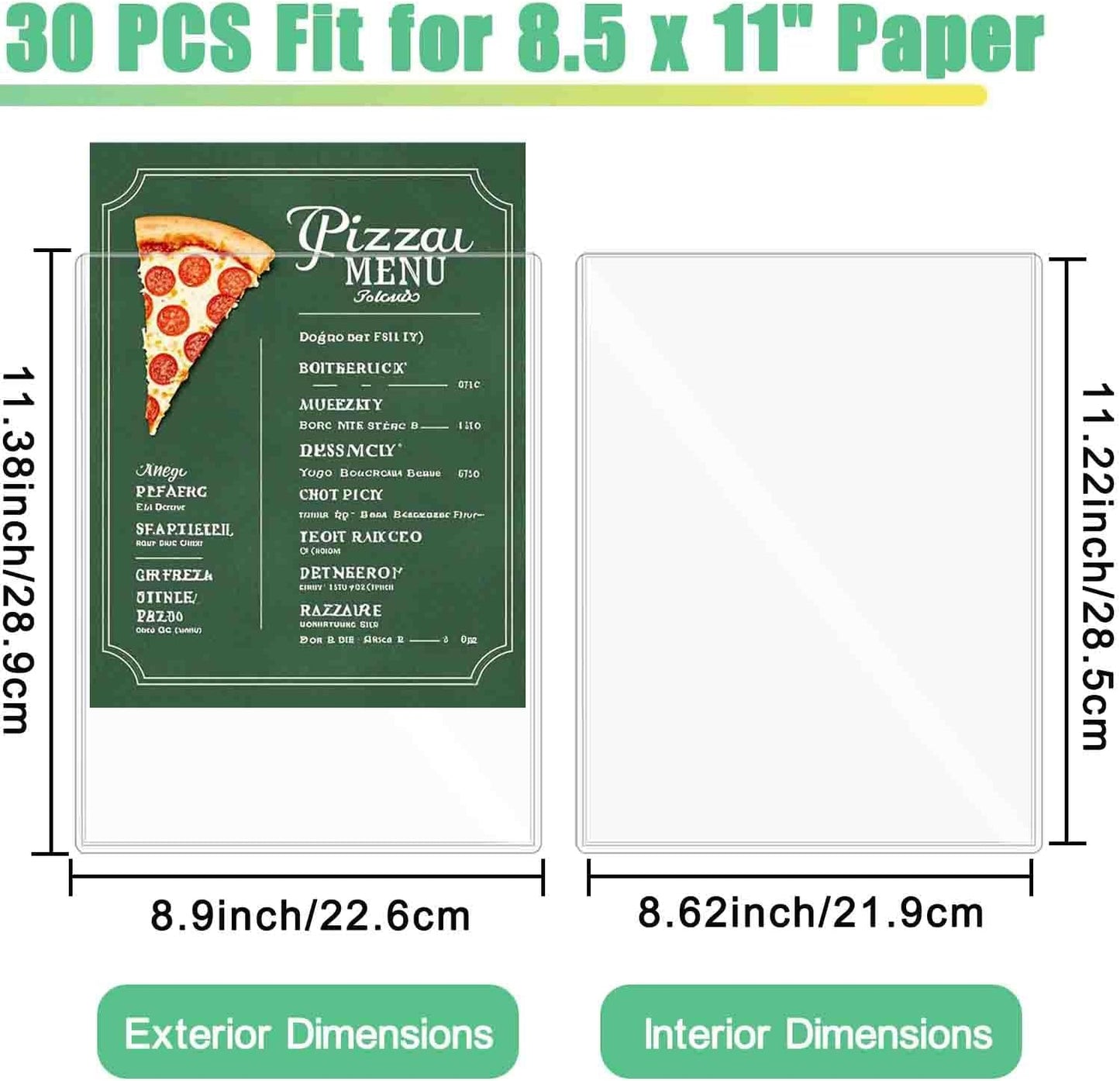 30-Pack 8.5" x 11" Rigid Print Protectors, Transparent Hard Plastic Page Sheet Protectors, Clear Plastic Sleeves for Paper Photo Poster, Protective Covers for Document Certificates