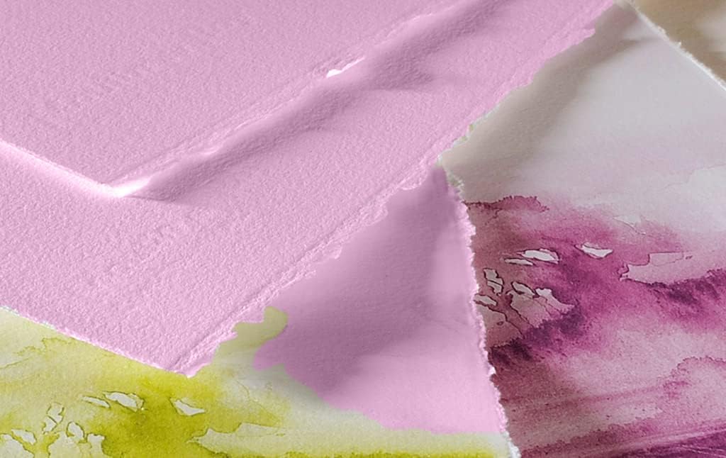 Handmade Deckle Edge Blank Paper - Mixed Media Loose Leaf Paper for Watercolor, Writers, Invitations, Crafts - Pink Color - Package of 50 - Thick 150 GSM - 8 x 8