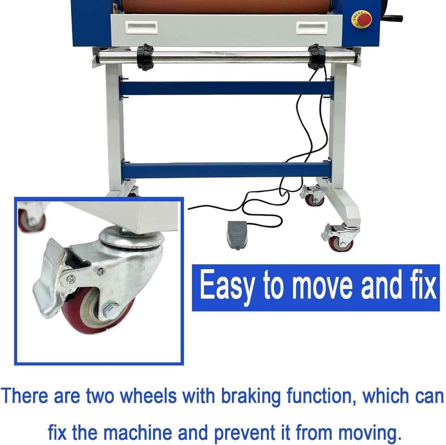 25in(635mm) 110V Semi-auto Cold Laminating Machine with Soft Rubber Roller, Electric/Manual, Adjustable Speed Laminator with Foot Pedal, 1" Maximum Laminating Thickness