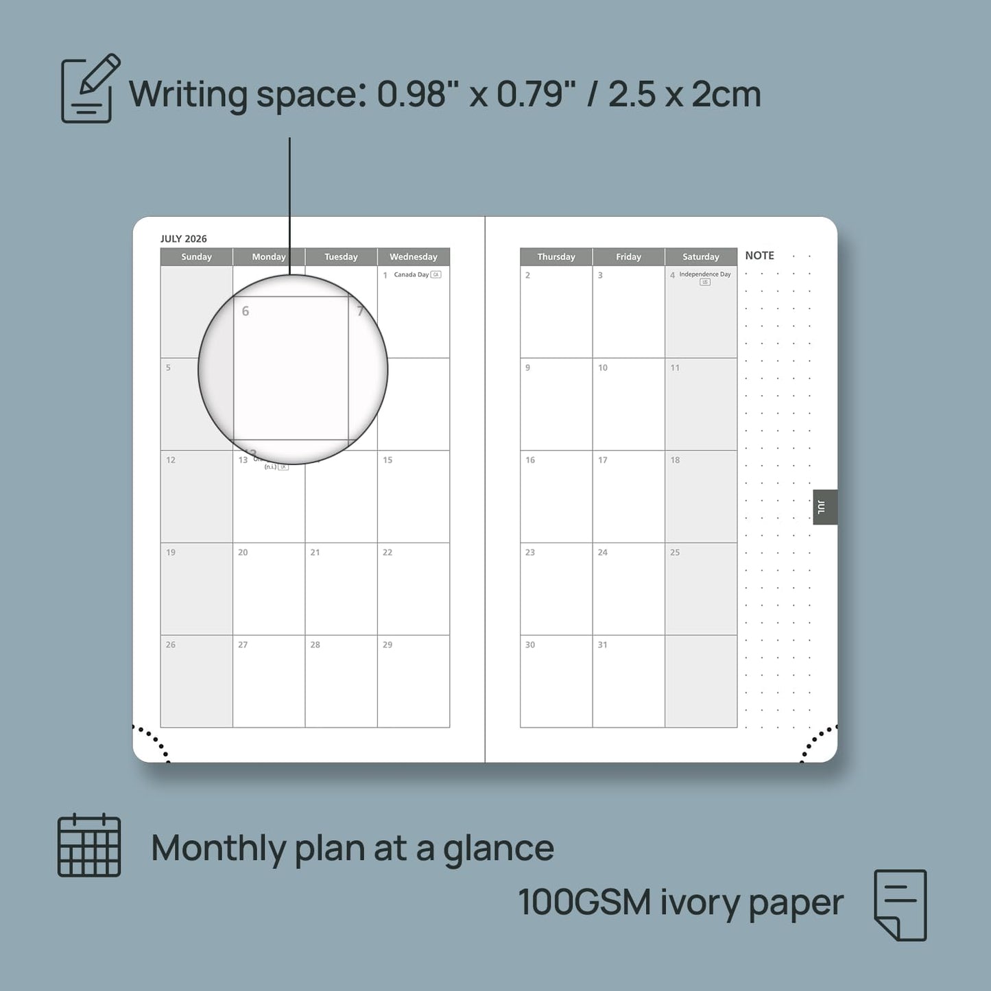 POPRUN Pocket Calendar 2026 (Small Size- 4'' x 6.25") Weekly and Monthly for Purse - Planner 2026 (Jan. 2026 - Dec. 2026) with Vegan Leather Soft Cover, Plastic Ruler, Pen Holder and More - Blue Green