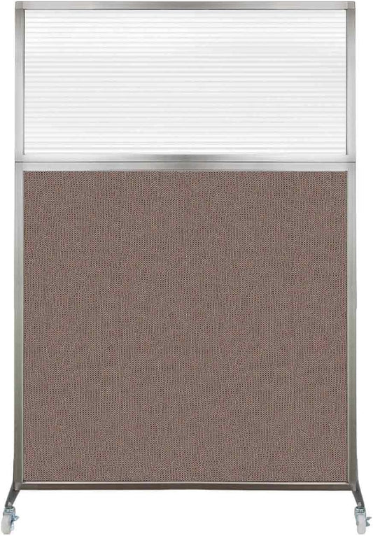 Versare Hush Screen Portable Room Divider with Wheels | Workstation Wall Divider | Freestanding Privacy Hush Panels | Clear Fluted Windows | Fabric Office Divider Screen | Great for Room Separation