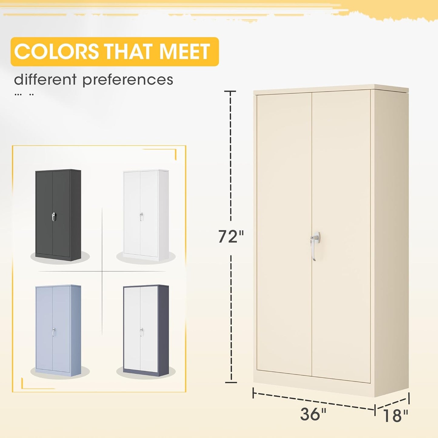 Greenvelly Metal Storage Wardrobe Cabinet with Lock, 72" Grey Metal Wardrobe Closet for Hanging Clothes with Doors and Shelves, Modern Clothes Closet for Home, Office and Bedroom, School,Gym