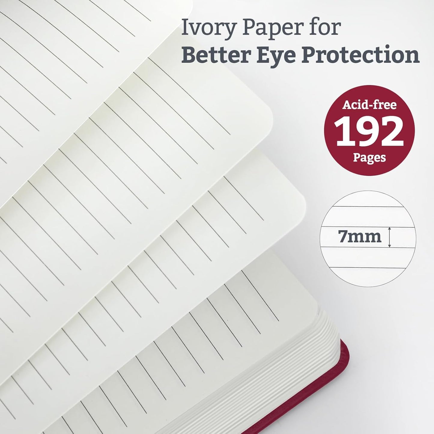 Hardcover Lined Bullet Dotted Journal Notebook, A5 140 192 Pages 100 120Gsm Paper College ruled for School,Work,Travel,and Daily Planning，5.7''*8.3'' (6, Burgundy, A5 Lined)