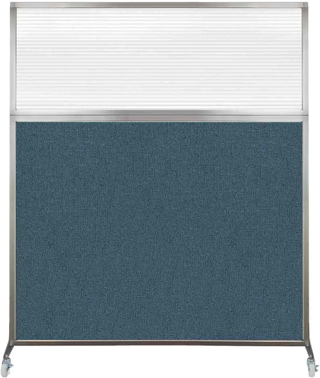 Versare Hush Screen Portable Room Divider with Wheels | Workstation Wall Divider | Freestanding Privacy Hush Panels | Clear Fluted Windows | Fabric Office Divider Screen | Great for Room Separation