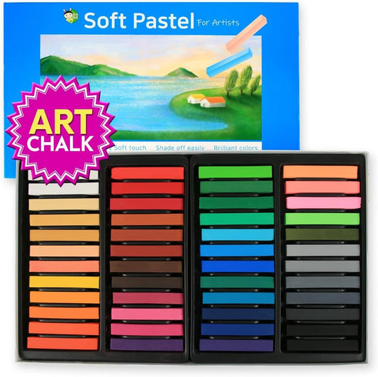 HA SHI Soft Chalk Pastels, 48 Assorted Colors Non Toxic Art Supplies, Square Charcoal, Drawing Media for Artist Stick Pastel for Professional, Kids, Beauty Nail Art, Pan Chalk Pastels