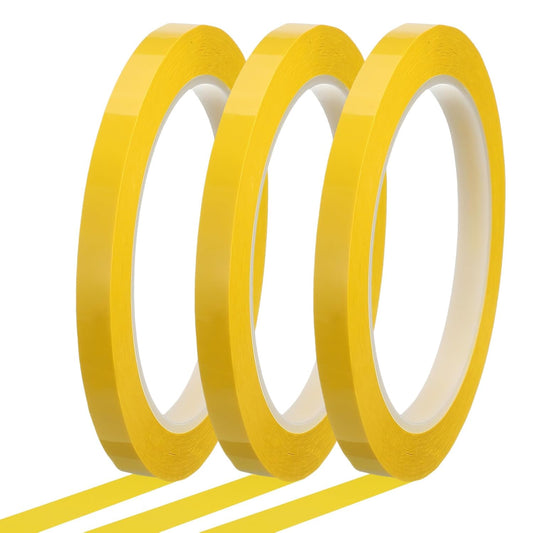 MECCANIXITY Whiteboard Tape 5/16" x 72 Yard Pinstripe Graphic Chart Line Grid Marking Tapes for Classroom Office Dry Erase Board Art, Dark Yellow, Pack of 3