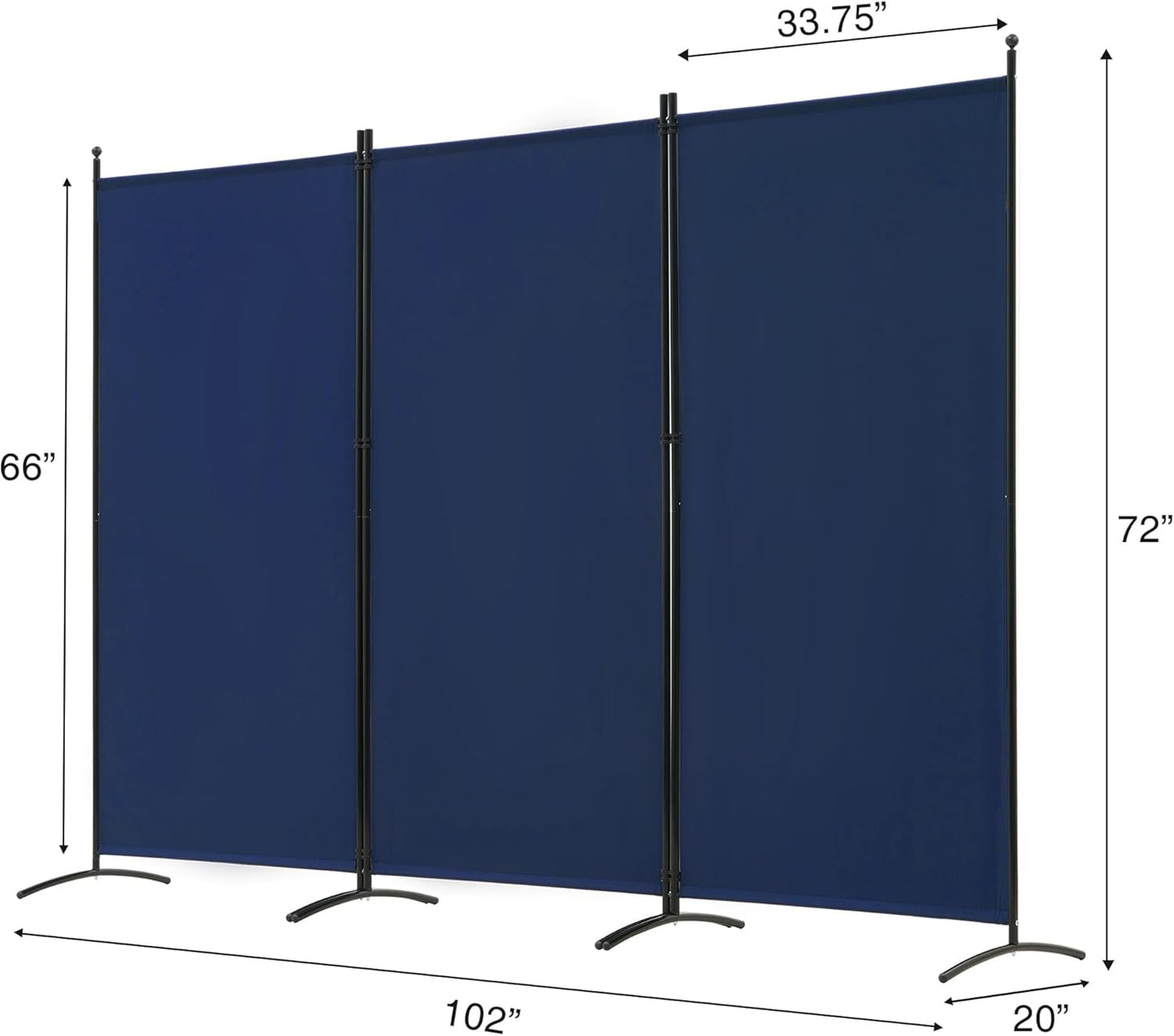 Spurgehom 3 Panel Room Divider Folding Partition Privacy Screens, Freestanding Fabric Room Panel Portable Room Partition Wall Dividers for Home Office Restaurant, 102" W X 71" H (Blue)