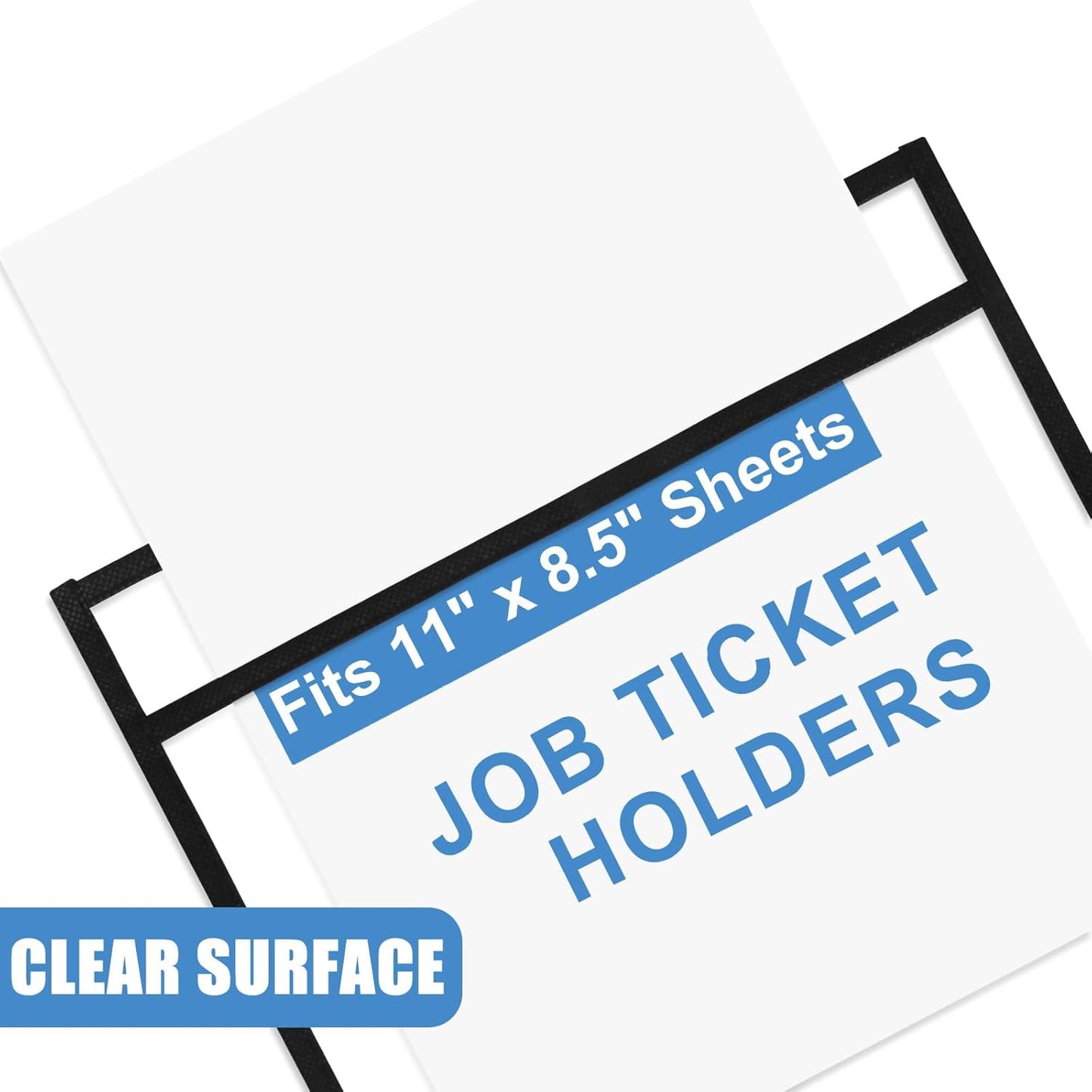 Heavy Duty Dry Erase Pockets 8.5x11, Plastic Paper Sleeves Job Ticket Holder 50 Pack Clear Sheet Protectors 8.5 x 11 Clear Document Sleeves for Shop Office Classroom Home, Black