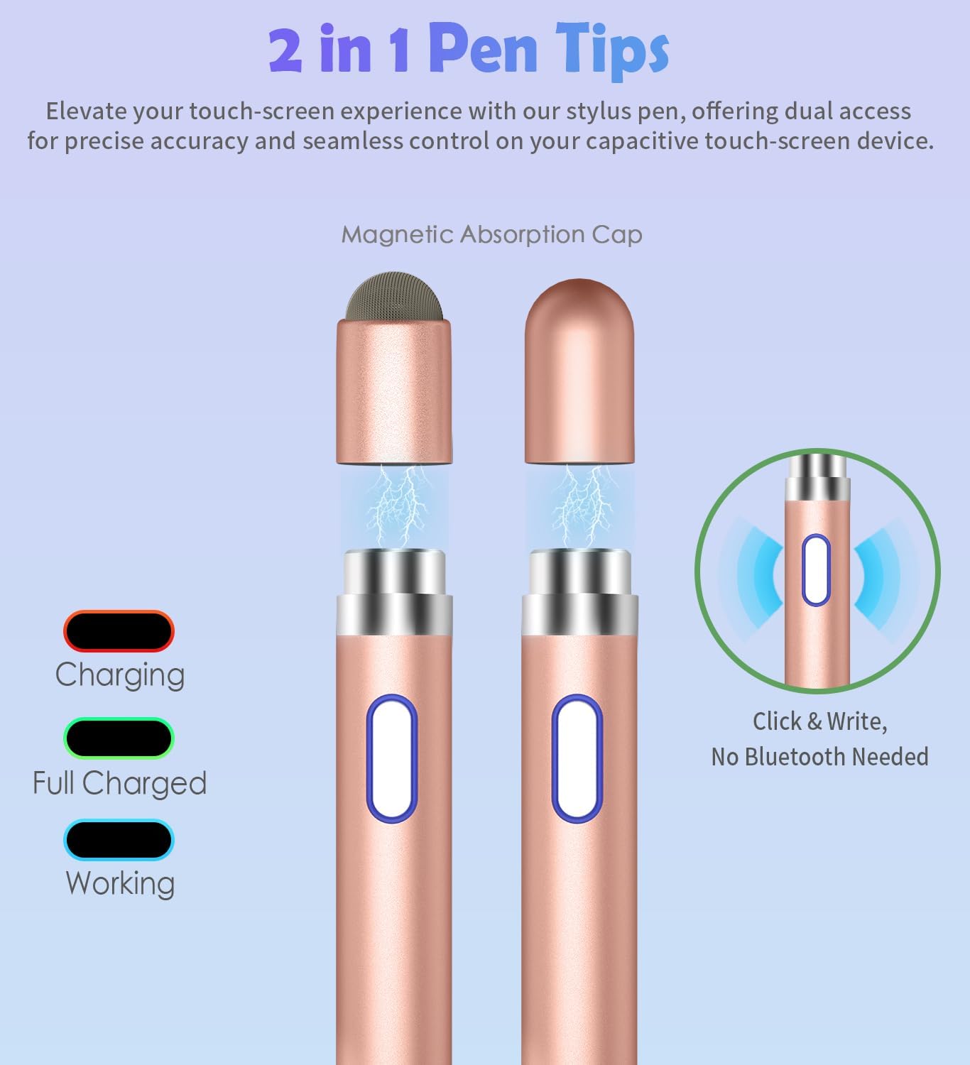 Active Stylus Pen for Touch Screens,Dual Pen Tips for Drawing &Writing, High Precise Universal Digital Pencil for A-pple i-Phone 16/15/14/13/12/11/X/8,Tablet/Phone/Sam-Sung/K-indle,i-Pad Air/Pro/Mini