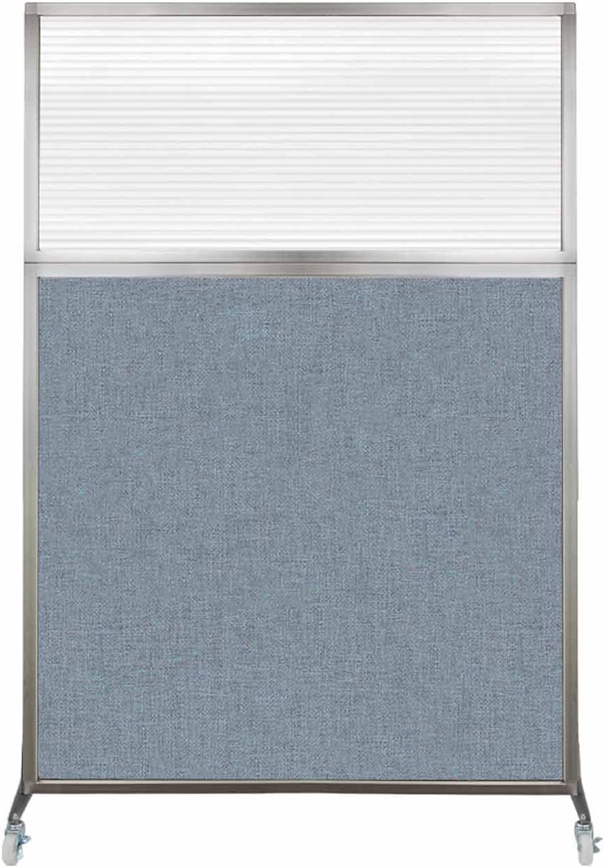 Versare Hush Screen Portable Room Divider with Wheels | Workstation Wall Divider | Freestanding Privacy Hush Panels | Clear Fluted Windows | Fabric Office Divider Screen | Great for Room Separation