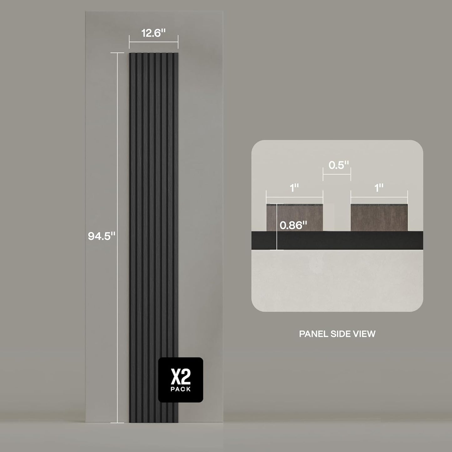 2-Pack Acoustic Wall Panels - Wood Slat Wall Decor - Soundproof Panels