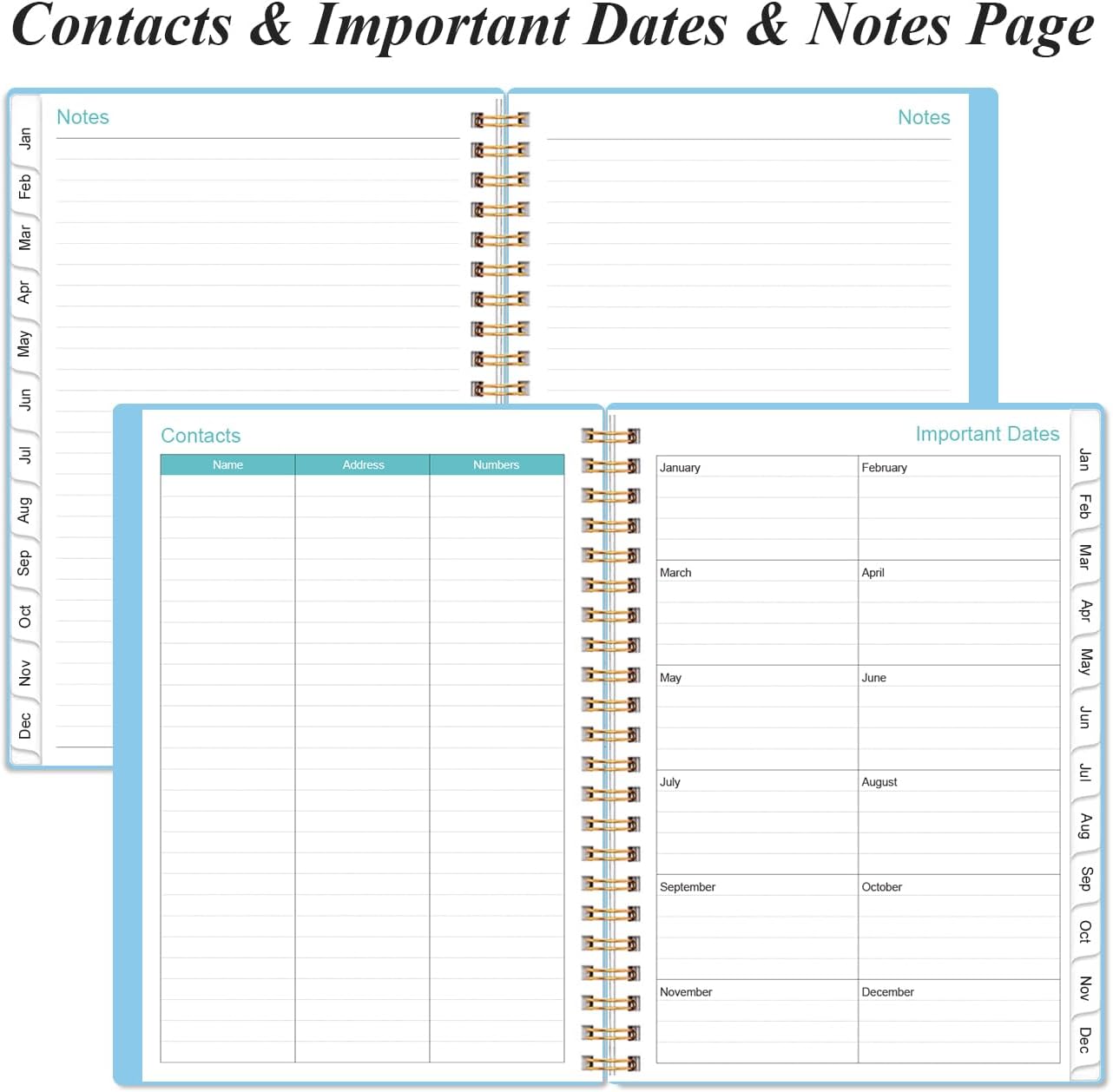 2026 Planner - Weekly and Monthly Calendar Planner from Jan 2026 - Dec 2026, Planner 2026 Spiral Bound with 12 Monthly Tabs, Inner Pocket, Perfect for School Office Supplies, 6.4" x 8.5", Blue