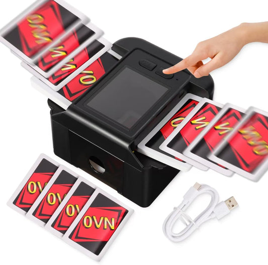 Rechargeable Automatic Card Shuffler for 2 Decks, 2000 mAh Built in Battery USB-C Charge, Low Noise Fast Shuffle, Smart Auto Shuffler for UNO Poker Blackjack Skip-Bo Texas Hold'em Canasta Skyjo(Black)