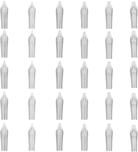 NUOBESTY 30pcs Fountain Pen Nibs Replacement Stainless Steel Calligraphy Pen Nibs Calligraphy Pen Supplies
