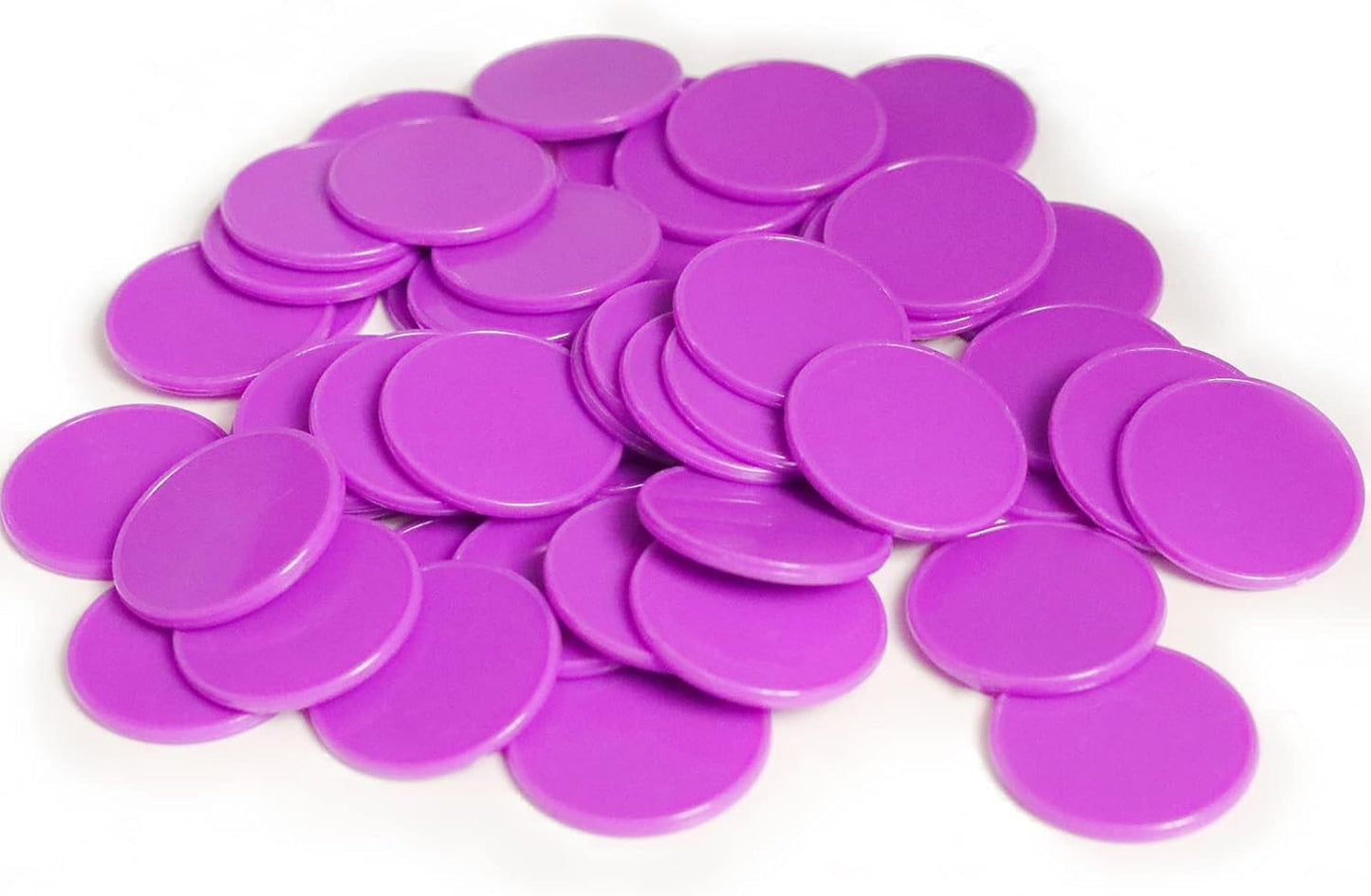 Set of 100 Opaque Plastic Learning Counters Mini Poker Chips Game Tokens with Storage Box (Purple, 1 Inch)