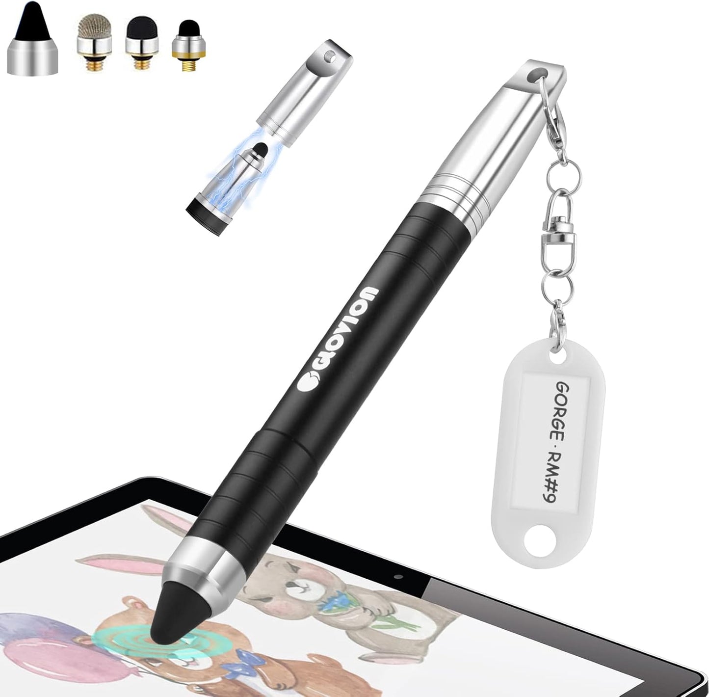 Stylus Pen for ipad iPhone Capacitive Stylist with Magnetic Cap, Touch Screens Stylus Pens for Kids Tablets All Touch Screen Devices - Black