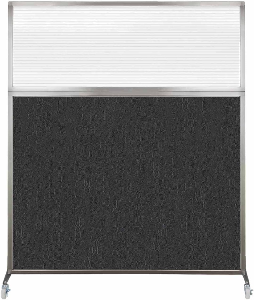 Versare Hush Screen Portable Room Divider with Wheels | Workstation Wall Divider | Freestanding Privacy Hush Panels | Clear Fluted Windows | Fabric Office Divider Screen | Great for Room Separation