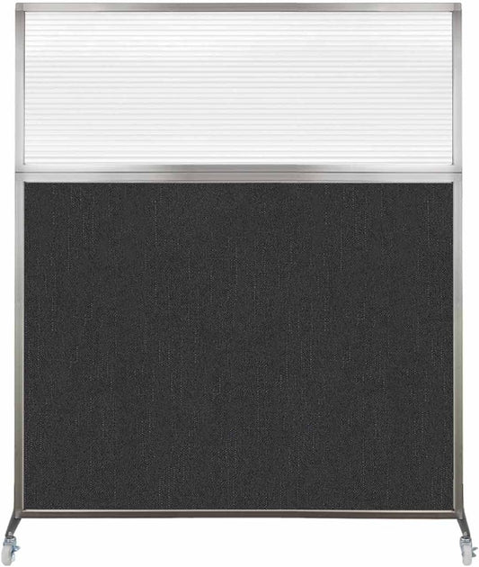 Versare Hush Screen Portable Room Divider with Wheels | Workstation Wall Divider | Freestanding Privacy Hush Panels | Clear Fluted Windows | Fabric Office Divider Screen | Great for Room Separation
