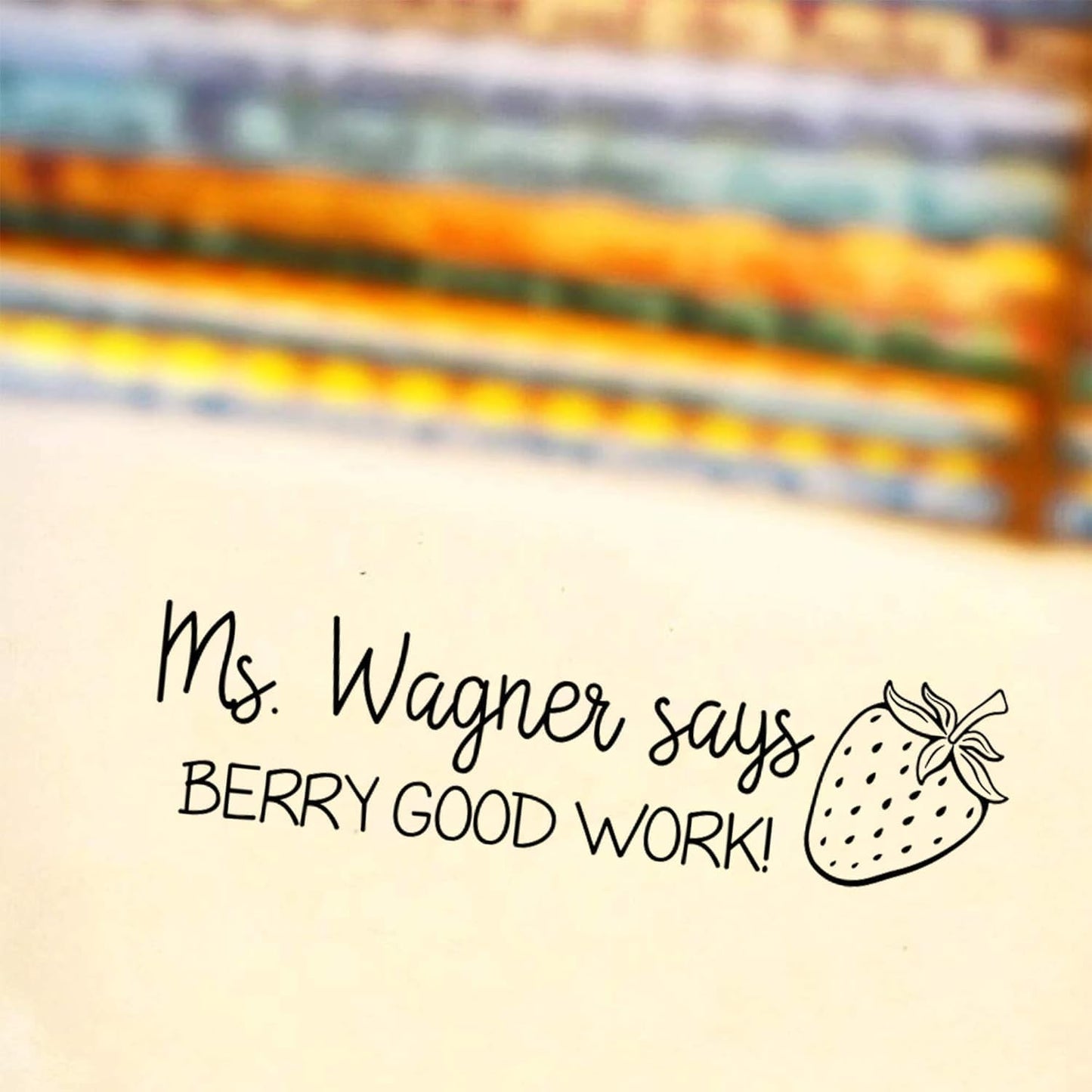 Custom Berry Good Work Stamps | 49 Designs | Fun Teacher Phrases | Xtra Wide Self-Inking Grading & Classroom/Library Book Stamps