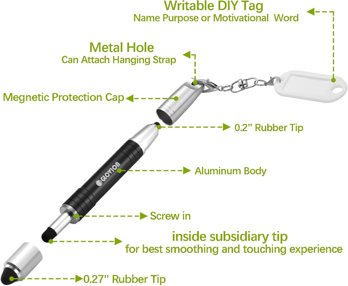 Stylus Pen for ipad iPhone Capacitive Stylist with Magnetic Cap, Touch Screens Stylus Pens for Kids Tablets All Touch Screen Devices - Black