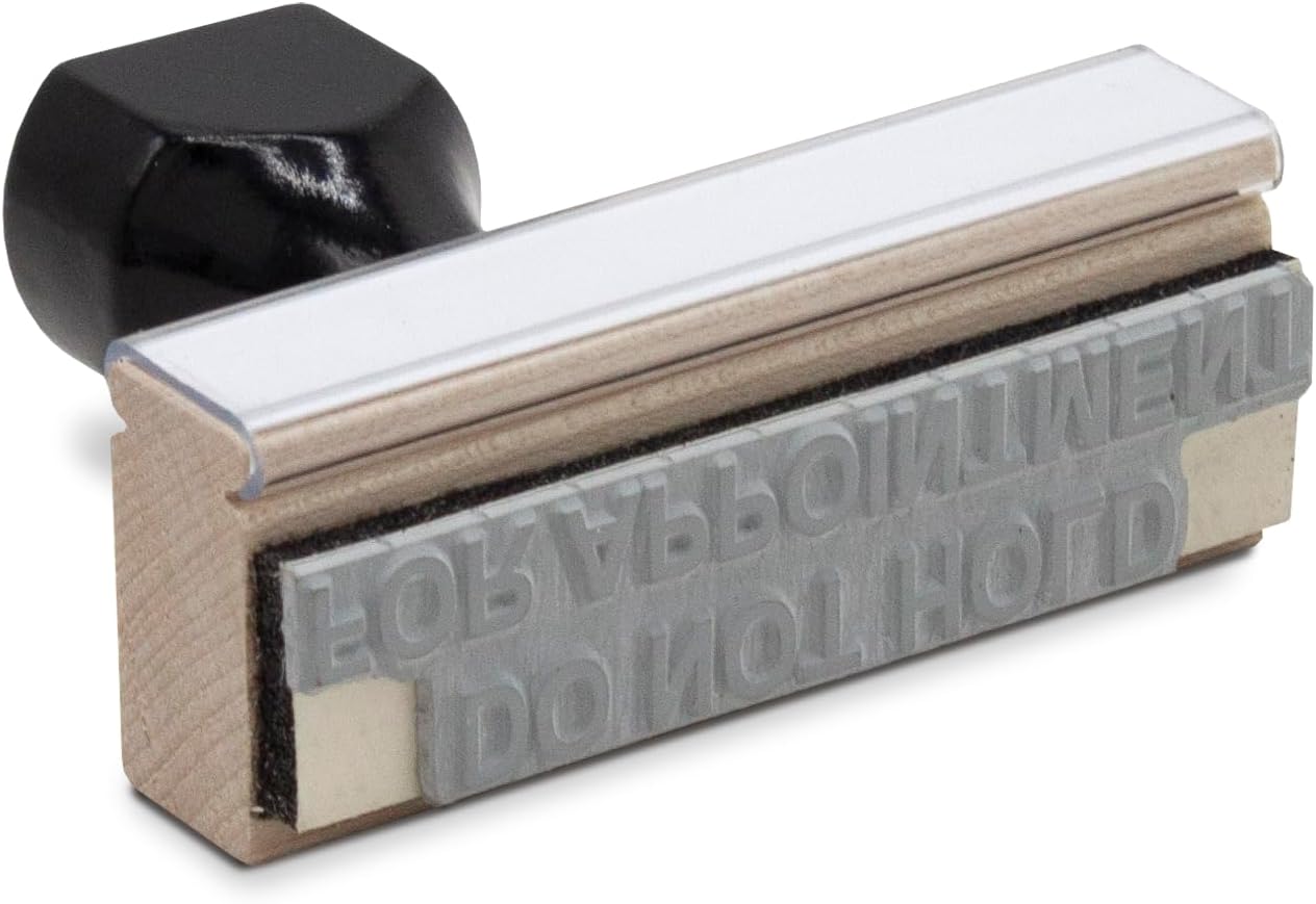 Infusion Custom Text Traditional Wood Stamp with Plastic Handle, 1" x 2"