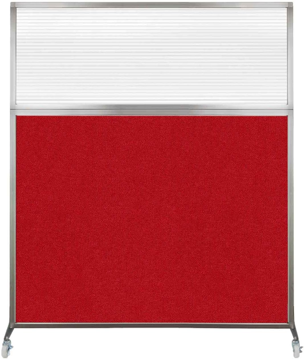 Versare Hush Screen Portable Room Divider with Wheels | Workstation Wall Divider | Freestanding Privacy Hush Panels | Clear Fluted Windows | Fabric Office Divider Screen | Great for Room Separation