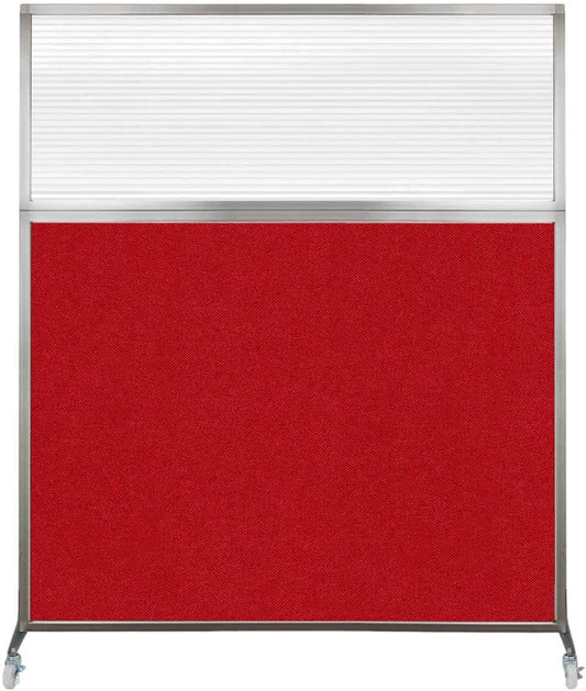 Versare Hush Screen Portable Room Divider with Wheels | Workstation Wall Divider | Freestanding Privacy Hush Panels | Clear Fluted Windows | Fabric Office Divider Screen | Great for Room Separation