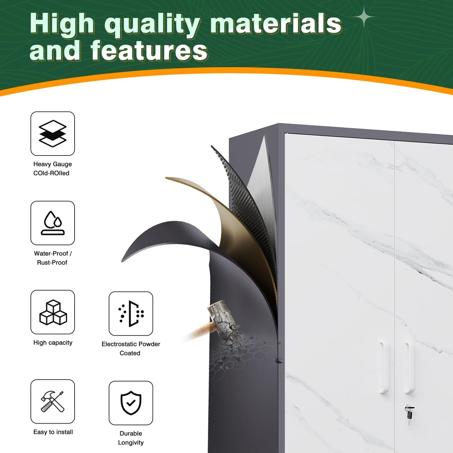 Letaya Wardrobe Closet, 72" H Clothing Storage Cabinet with Adjustable Shelves and Hanging Rod, Bedroom Armoire Clothes Organizer (White Gray)