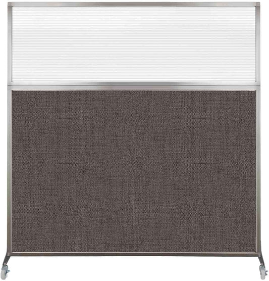Versare Hush Screen Portable Room Divider with Wheels | Workstation Wall Divider | Freestanding Privacy Hush Panels | Clear Fluted Windows | Fabric Office Divider Screen | Great for Room Separation