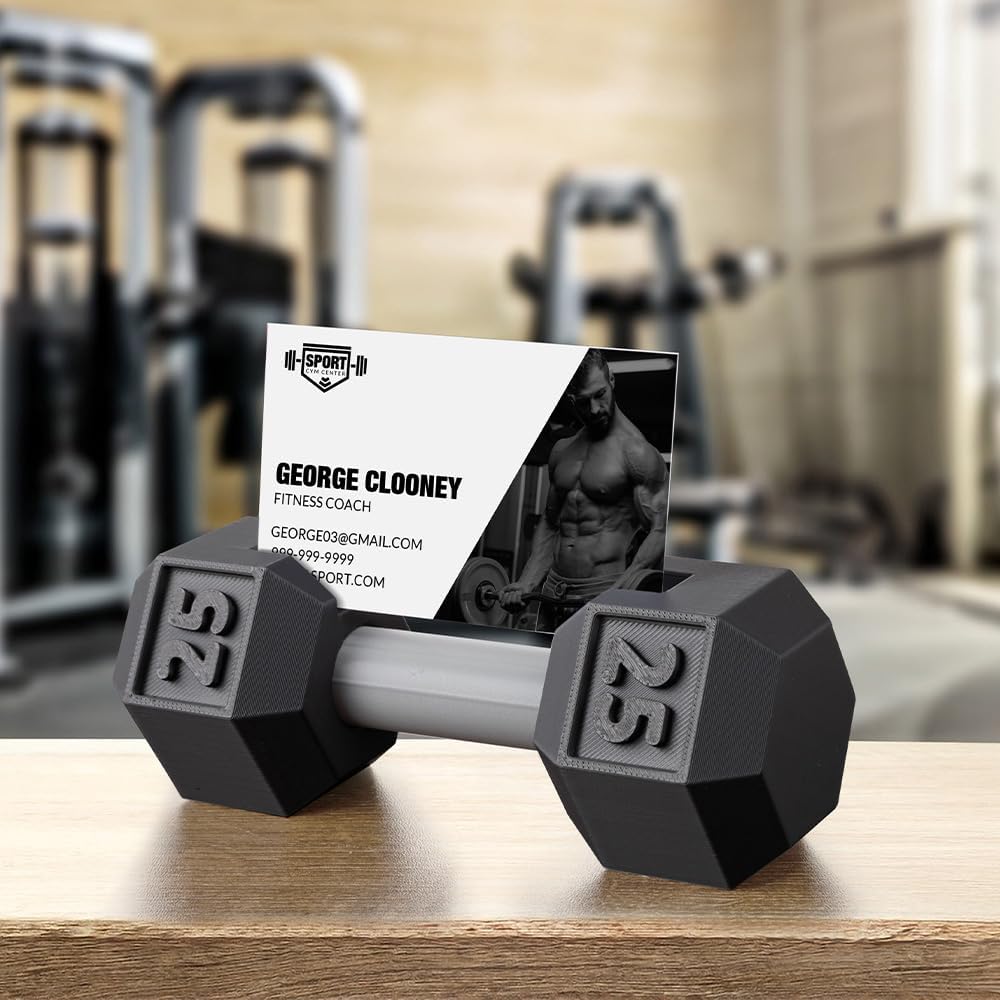 Custom Dumbbell Business Card Holder Desk 3d Printed Business Cards Holder For Office Business Card Displays Stand For Fitness Coaches Trainers 11 Colors